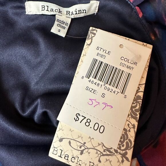 Black Rainn Multi Color Abstract Print Hi Lo Layered Dress, Size Small. - Picture 3 of 5